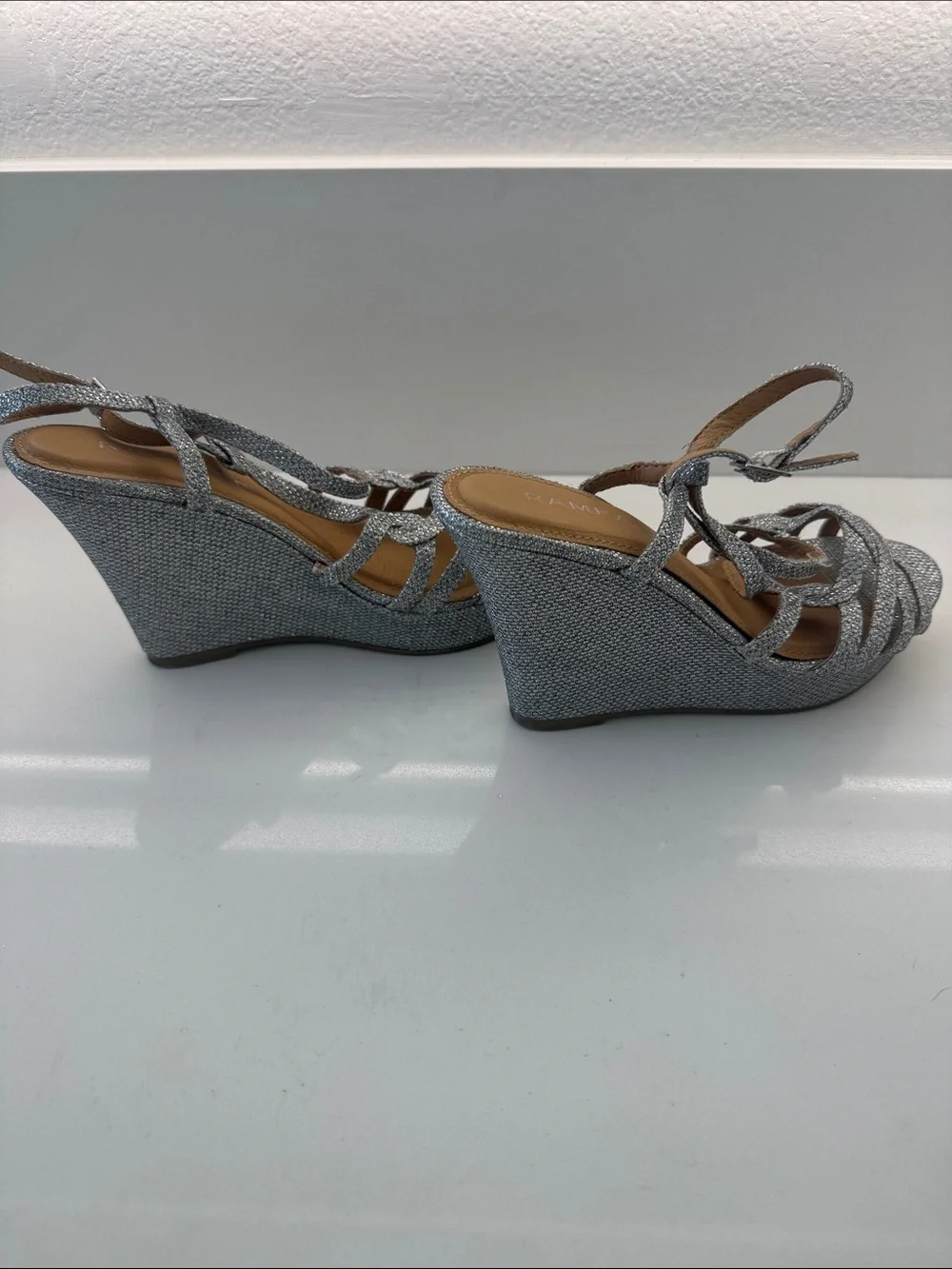 Rampage Silver Glitter Strappy Heels